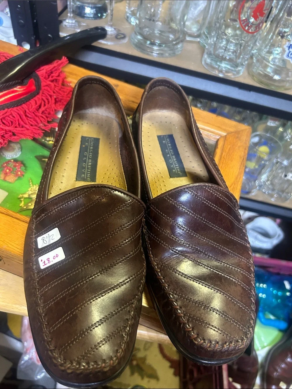 Giorgio Brutini Dark Brown Leather Slip-On Loafers